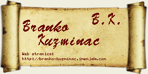Branko Kuzminac vizit kartica